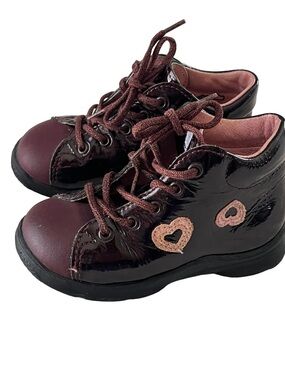Pepino by Ricosta Burgandy Patent Leather Heart patten leather boots EU 22 US 6